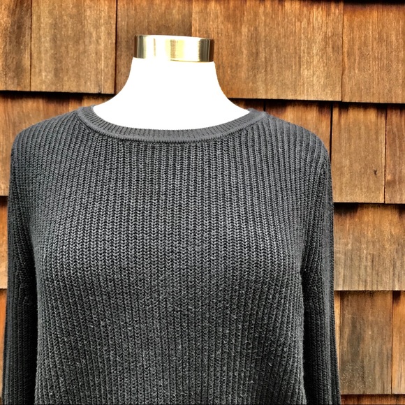 Banana Republic Black Knit Sweater Sheer Hem *Aa5 - Picture 2 of 7